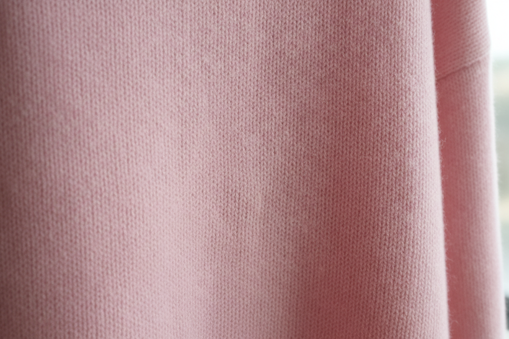 pink sweater from upclose but this time with no lint